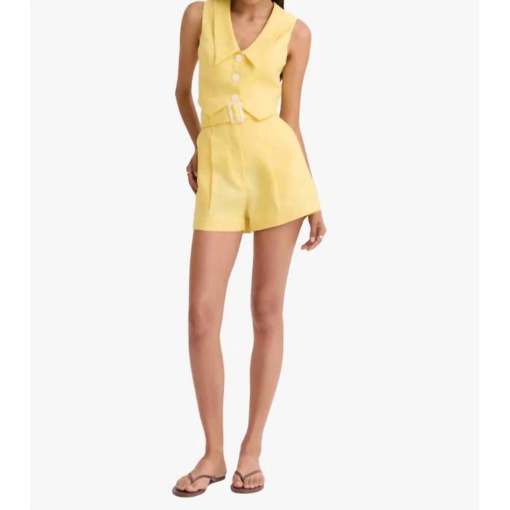 NEW MATTHEW BRUCH pleated high waist shorts in yellow